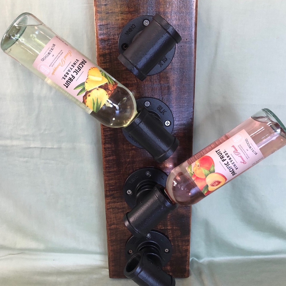 Industrial Pipe Wine Rack Rough Cut Ambrosia Maple
